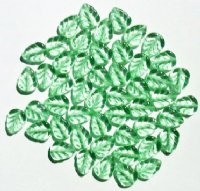 50 11x8mm Transparent Light Green Leaf Beads